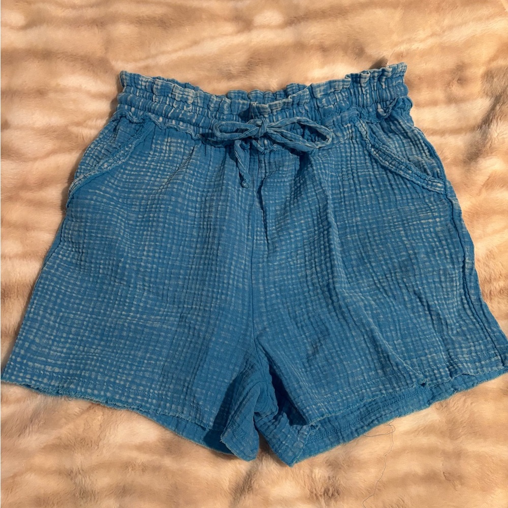High Waist Blue Women's Shorts Zenana medium
